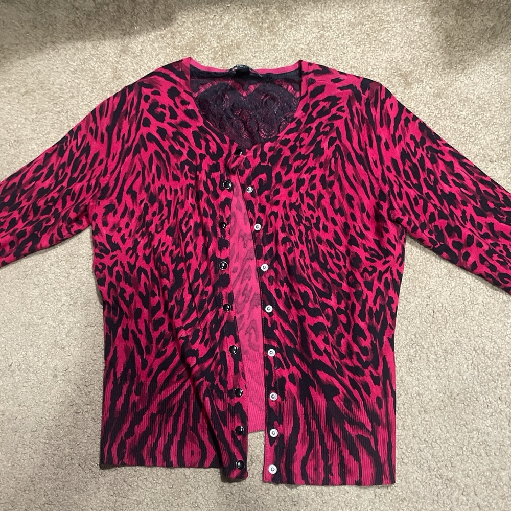 black and red cardigan